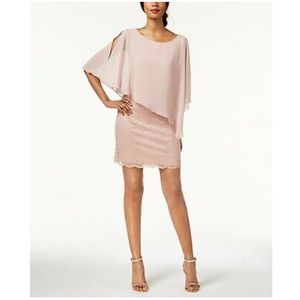 Connected Apparel lace cape overlay dress NWOT